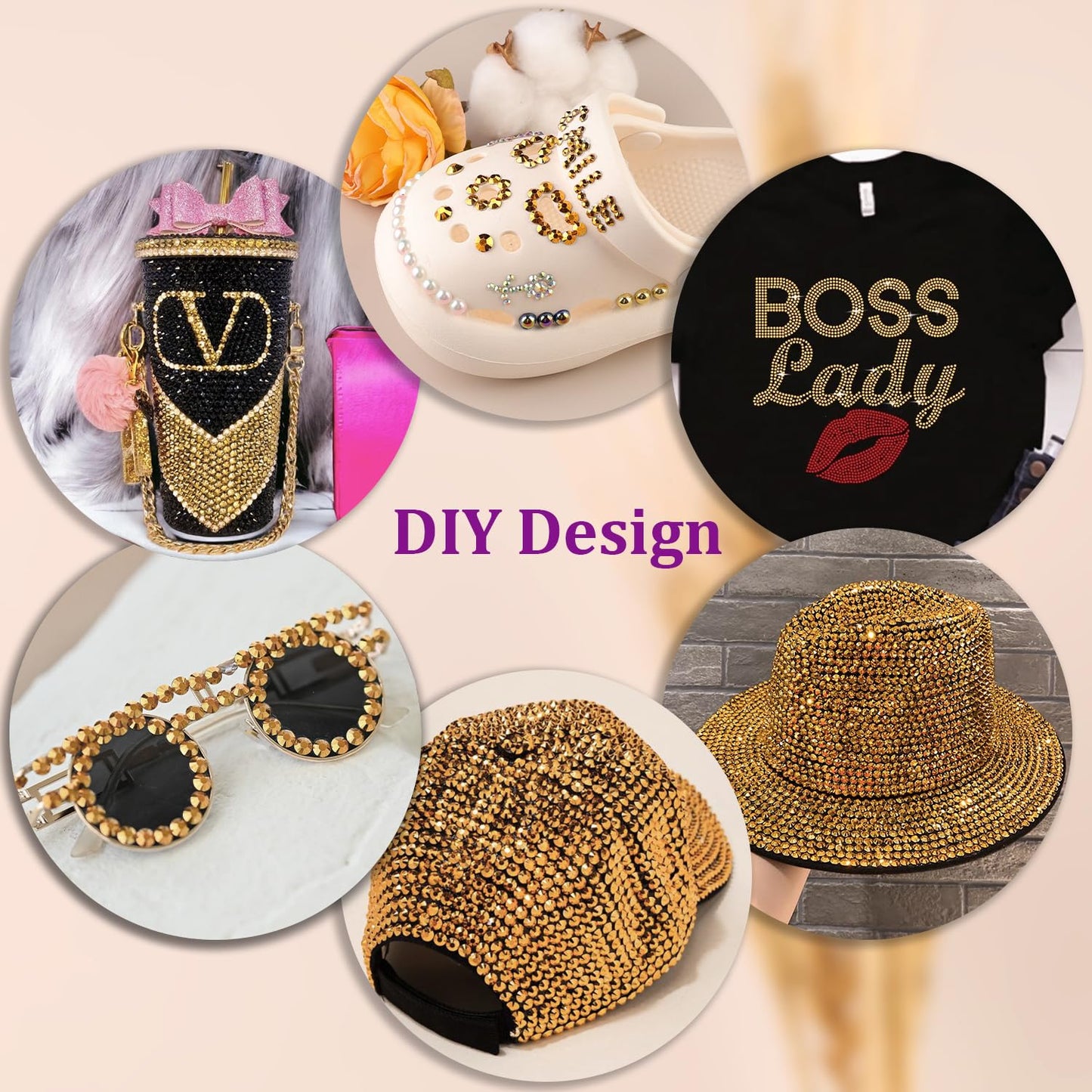 30000Pcs Mine Gold Rhinestones for Bedazzling with B7000 Jewelry Glue, Bedazzler Kit Flatback Gems, Resin Rhinestones for Crafting Crafts Clothing Shoes Fabric Nail Art Assorted Size 2/3/4/5/6mm-Velvo Beauty