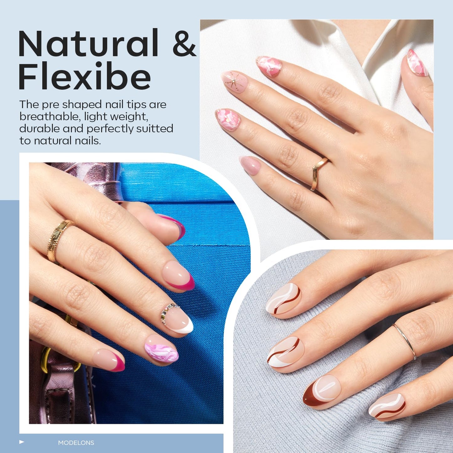 modelones Extra Short Almond Gel Nail Tips Kit, 9-in-One Nail Glue with Portable U V Lamp 216Pcs 12Sizes Pre-Etched Press ons Fake Acrylic Extension Kit DIY Salon Gift for Women-Velvo Beauty