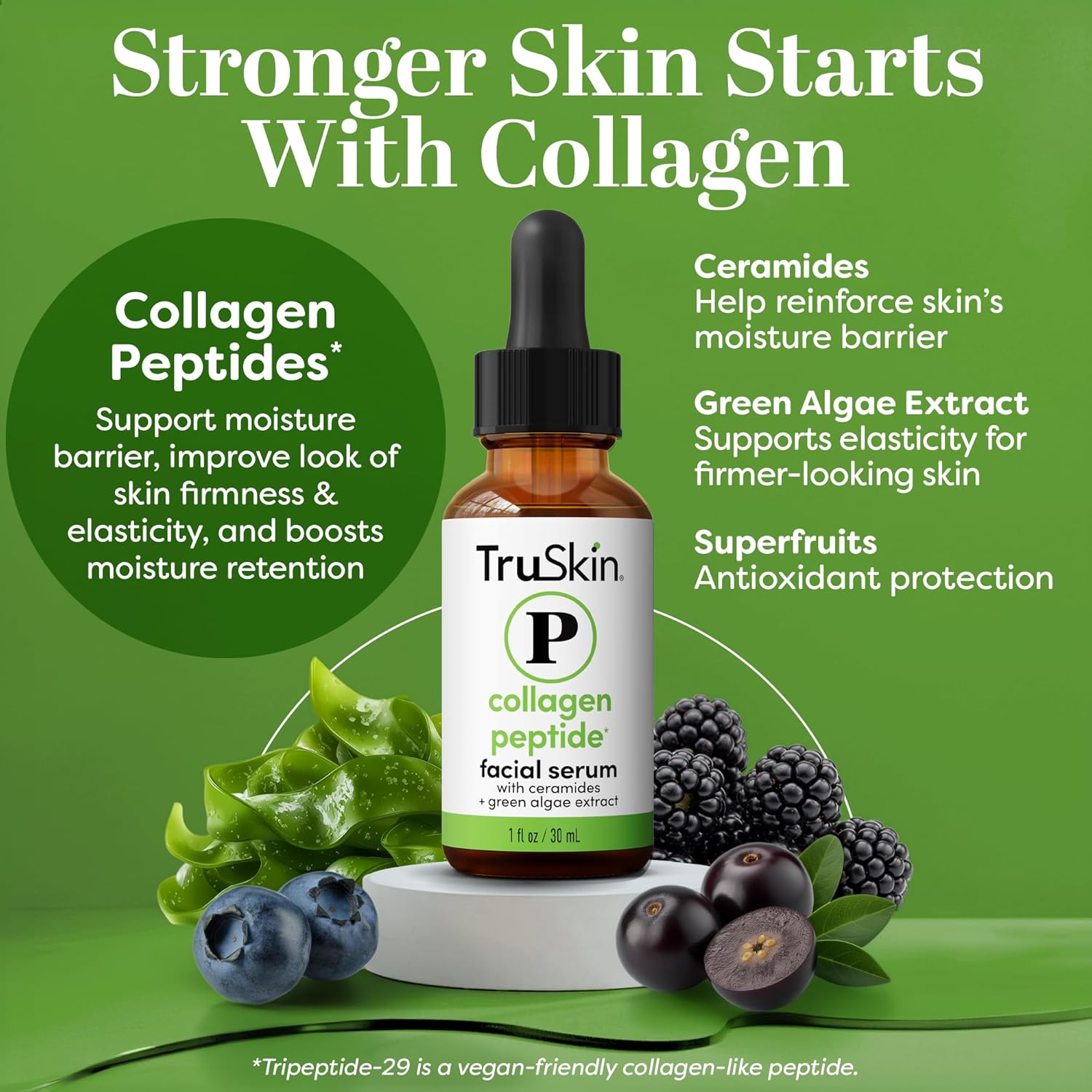 TruSkin Pro Collagen Multi Peptides Serum for Face – Anti Aging Face Serum with TriPeptide-29 & Ceramides – Support Skin’s Natural Collagen & Skin Barrier for Firmer-Looking Skin – 1 fl. Oz-Velvo Beauty