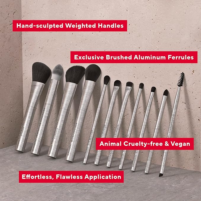 Mirabella Sculpting Contour & Foundation Brush, Premium Professional Makeup Brush Collection, Cruelty-Free Synthetic Bristle Brush, Hand-Sculpted Brushed Aluminum Handle Blending Brush for Makeup-Velvo Beauty