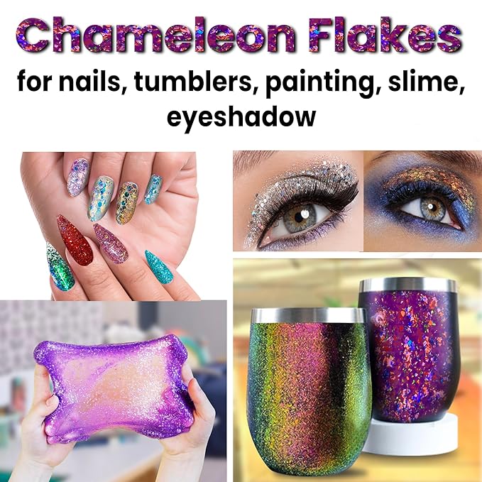 Chameleon Flakes & Chameleon Aurora Opal Flakes - Chameleon Flakes for Resin, Nails - Chameleon Mica Powder for Epoxy Resin, Paint-Velvo Beauty