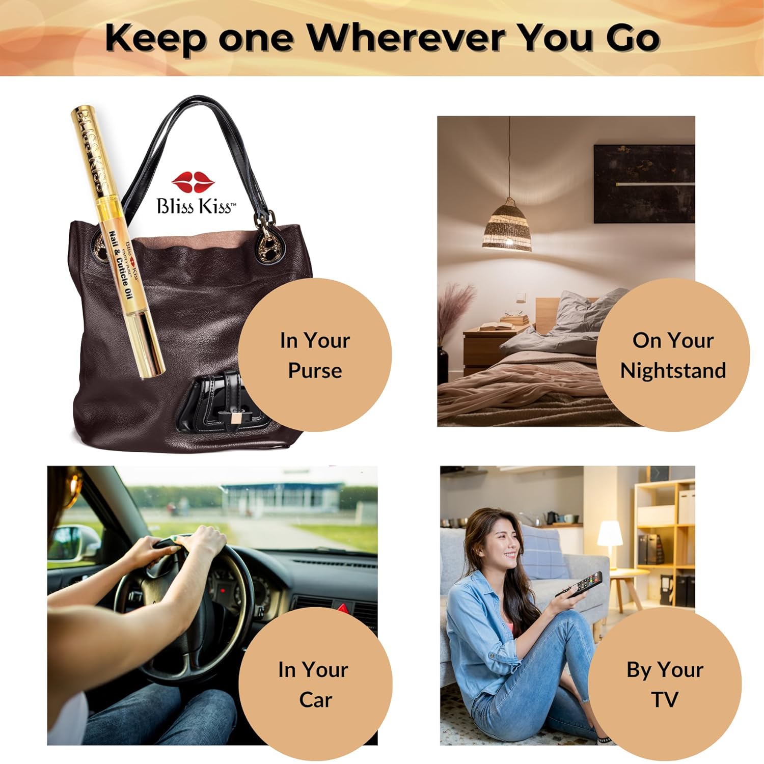 Bliss Kiss | 1 Vanilla Fragrance | Nail Oil Cuticle Pen w/Vitamin E & Jojoba⏤Nail Strengthener Nail Growth Serum for Brittle Peeling Breaking Thin Nails-Velvo Beauty