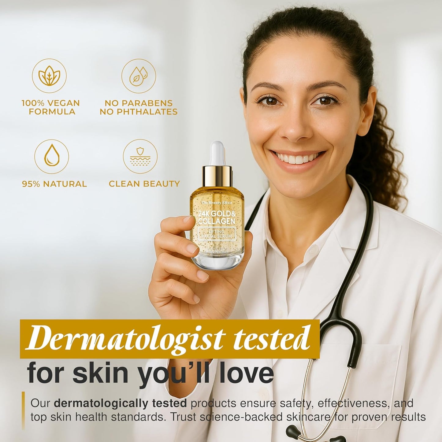 Collagen Serum For Face with 24k Gold - Dermatologist Tested - Anti Aging, Ultra Hydrating, Fine Lines & Wrinkle Treatment - Clean Beauty Korean Skin Care for All Skin Types - 1.69oz-Velvo Beauty