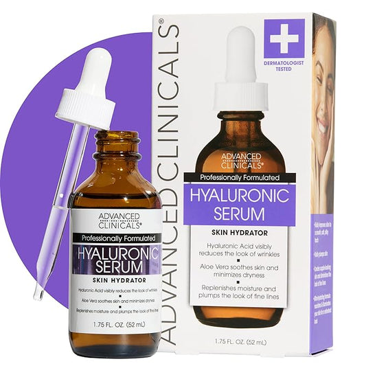 Advanced Clinicals Hyaluronic Acid Serum For Face | Moisturizing Facial Skin Care Products | Hydrating Serum For Face Helps Improve Look Of Wrinkles, Fine Lines, & Uneven Dry Skin Texture, 1.75 Fl Oz-Velvo Beauty