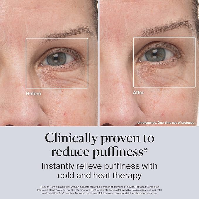 Therabody TheraFace Depuffing Wand – Cold and Heat Skincare Treatment to Depuff and Glow; Beauty Wand, Face Roller and Eye Massager for Eye Puffiness, Dark Circles and Skin Radiance (Indigo)-Velvo Beauty