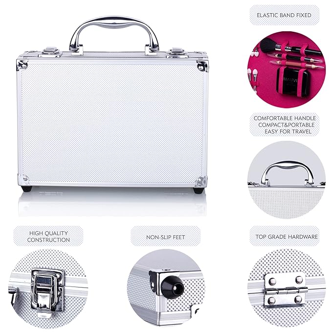 Makeup Kit for Girls and kids 8-12 Carry All Makeup Train Case with Pro Makeup for Teens Women Full Starter Cosmetics Set (SILVER)-Velvo Beauty