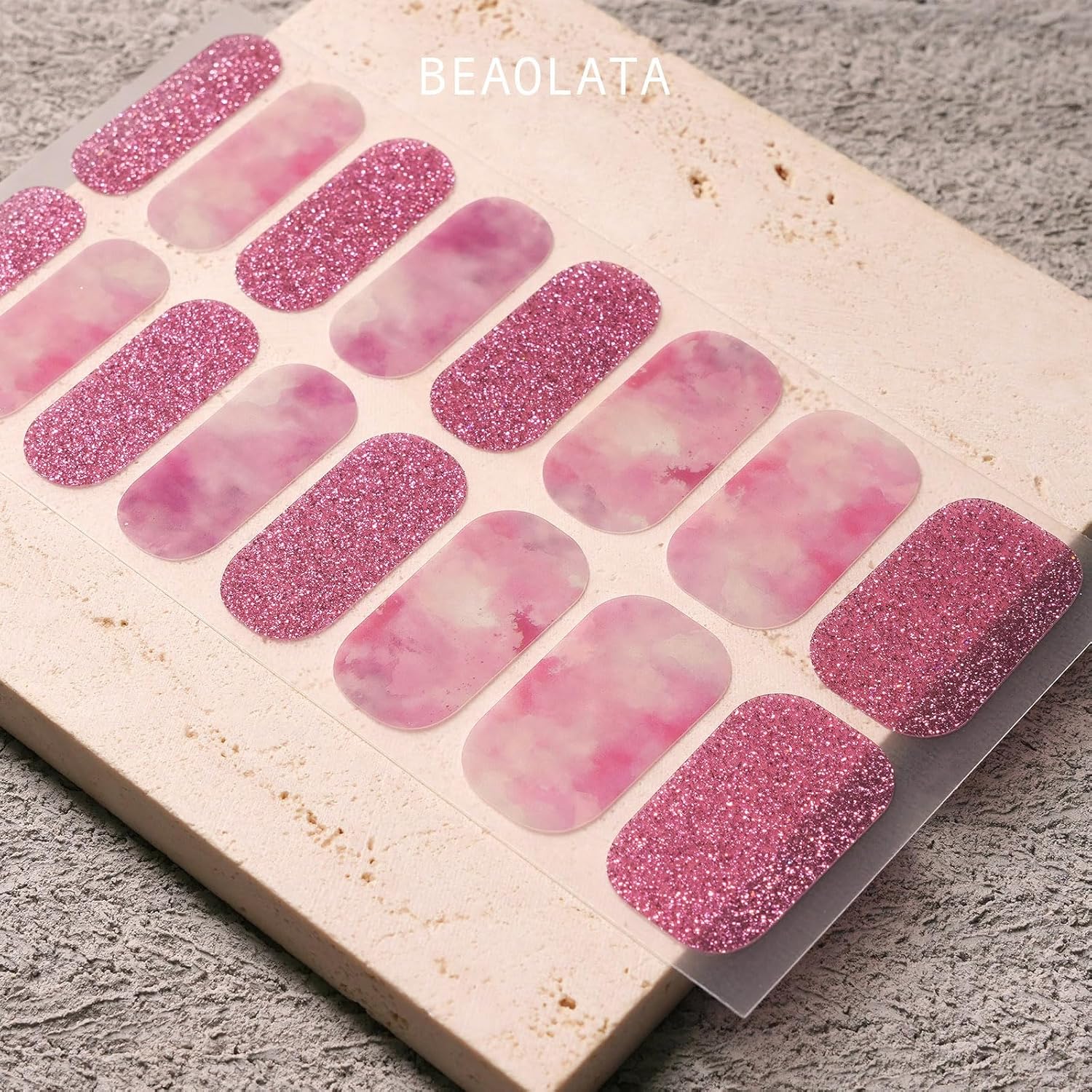 Nail Polish Strips, 32PCS Salon Quality Wraps, Long Lasting Gel Nail Stickers for Women Easy Apply& Remove (Falling Sakura Pink)-Velvo Beauty