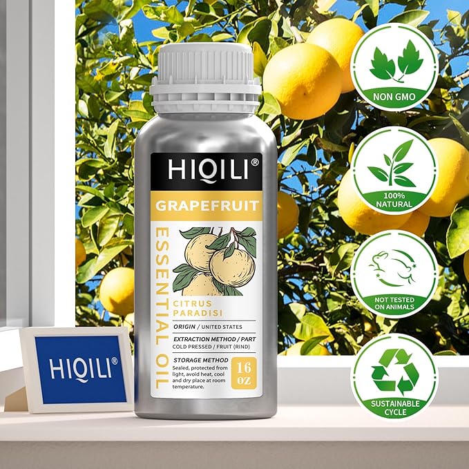HIQILI 16 Fl Oz Grapefruit Essential Oil, for Diffuser, Skin Care, 100% Pure and Natural-Velvo Beauty