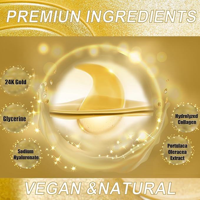 CCbeauty 24K Gold Under Eye Patches for Puffy Eyes, Dark Circles and Puffiness, Collagen Hydrating Mask Skincare, Gel Pads for Eye Bags and Wrinkles Under Eye Treatment,30pairs-Velvo Beauty