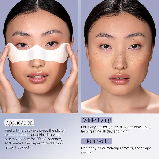 Glitter Freckles Face Tattoo, 10 Pcs Silver Face Glitter Freckles for Women, Festival Outfits for Women Rave Accessories Fake Tattoos, Sparkle Makeup Patches, Waterproof Speckles Patches,Mini Makeup-Velvo Beauty