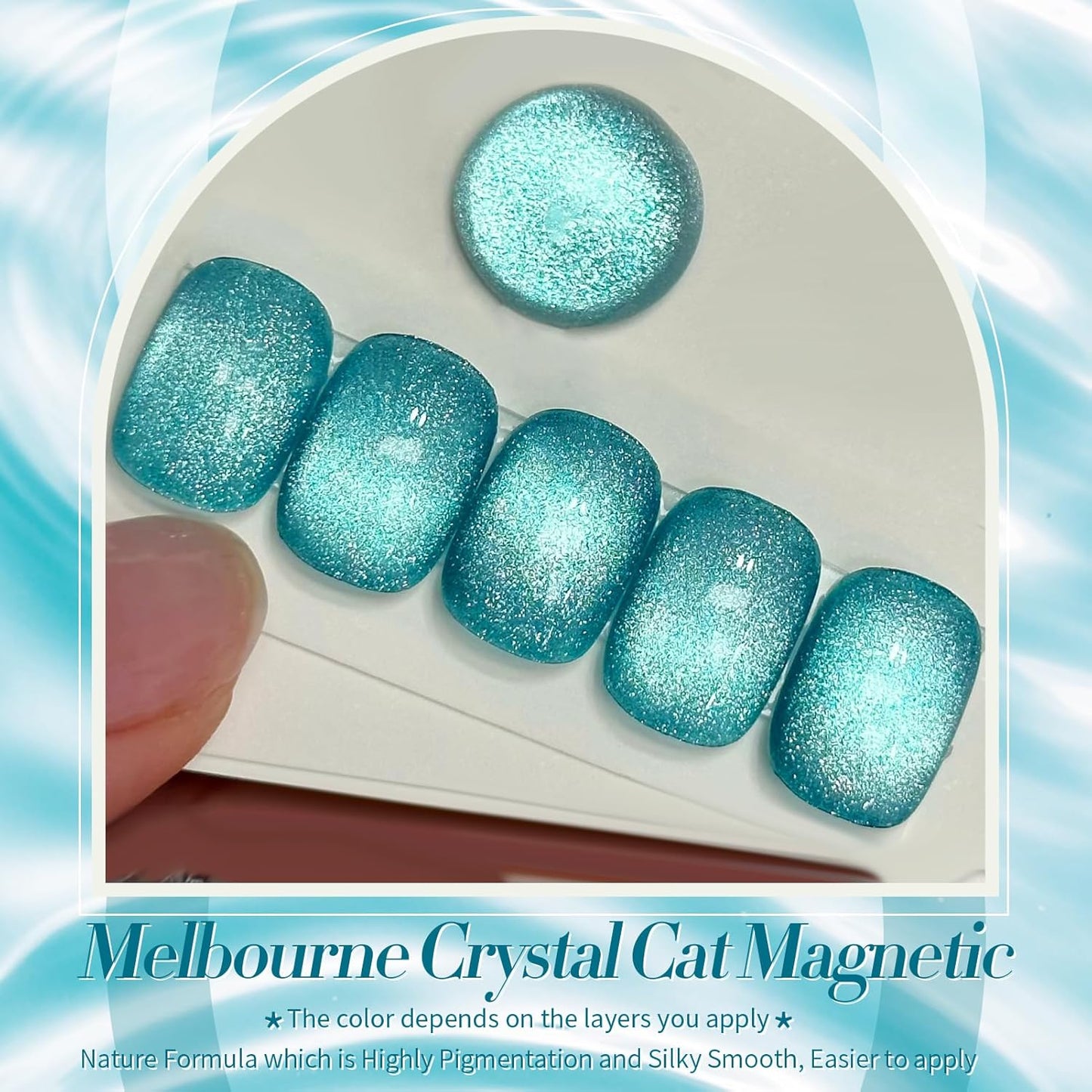 BORN PRETTY Cat Magnetic Eye Gel Nail Polish, Blue Melbourne Glitter Cat Magnetic Gel Nail Polish, Holographic Magnetic Nail Polish for Nail Art Manicure Salon DIY at Home 15ML-Velvo Beauty