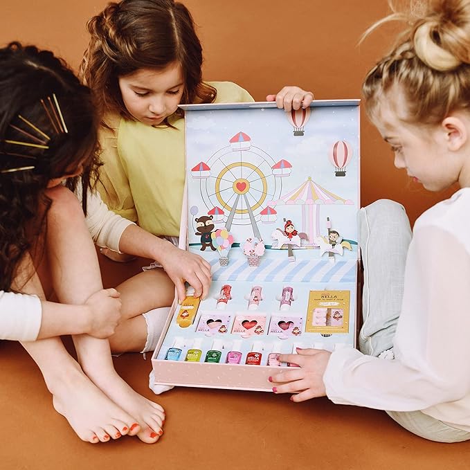 MISS NELLA Pop-up Beauty Suitcase, Nails and Accessories Set, Perfect for Children and Teens, Great for Parties and Sleepovers- Kid Friendly and Non-Toxic-Velvo Beauty