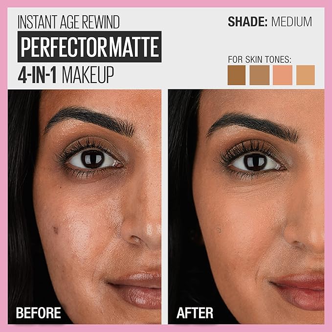 Maybelline Instant Age Rewind Instant Perfector 4-In-1 Matte Makeup, 03 Medium, 1 Count-Velvo Beauty