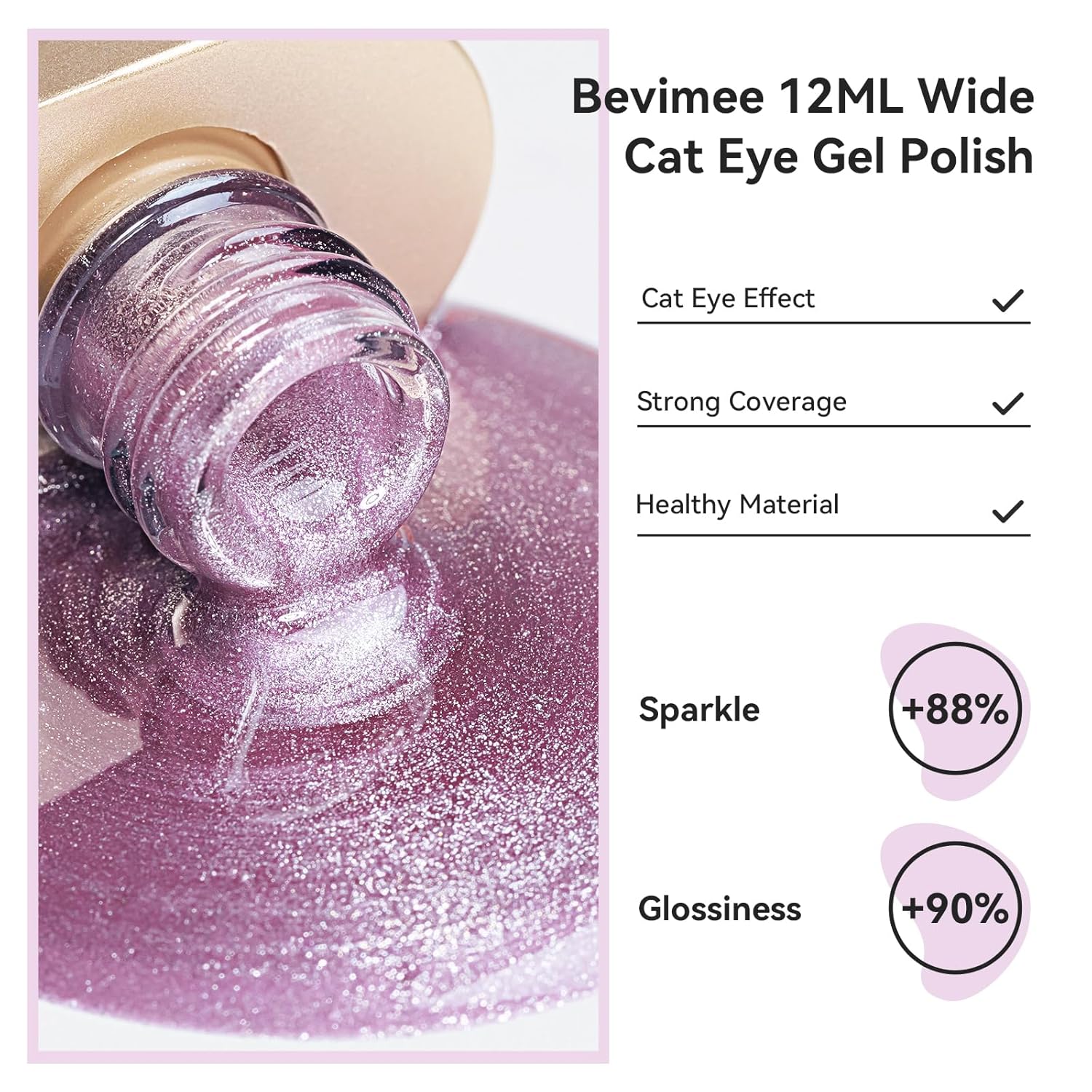Cat Eye Gel Nail Polish 12ML, Lavender Purple Smoothie Magnetic Gel Polish Holographic Shimmer Glitter Cats Eye Nail Polish with Magnet Stick Soak Off UV Nail Art Varnish-Velvo Beauty