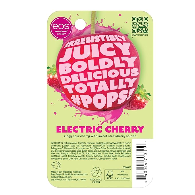 eos 24H Moisture Super Balm- Electric Cherry, Limited-Edition Lip Mask, 0.35 fl oz-Velvo Beauty