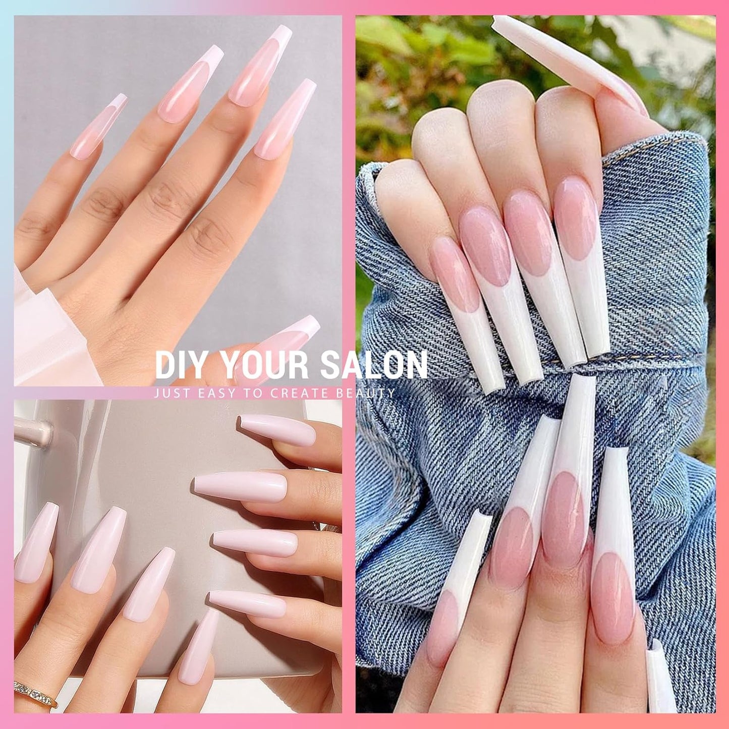 Ranrose Long Coffin Nails Tips: 240pcs XXL Acrylic Nails Clear C Curve Coffin False Nail, Full Cover Fake Nails for Nail Extension, 12 Sizes-Velvo Beauty