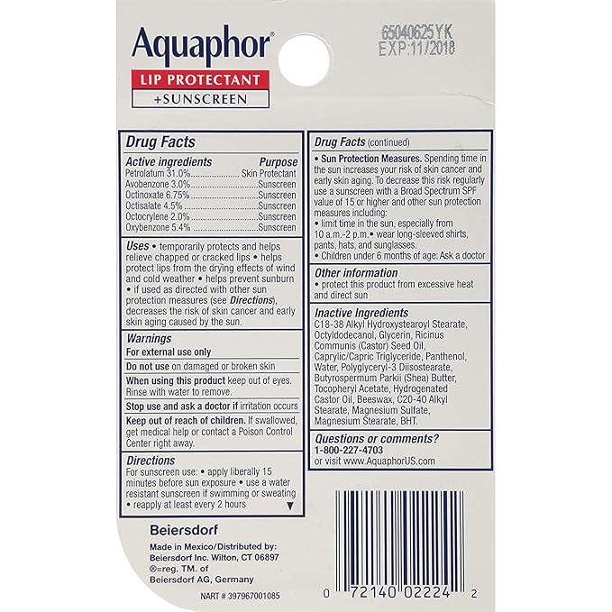 Aquaphor Lip Repair & Protect Tube Blister Card Dual Pack, 0.35 Ounce-Velvo Beauty