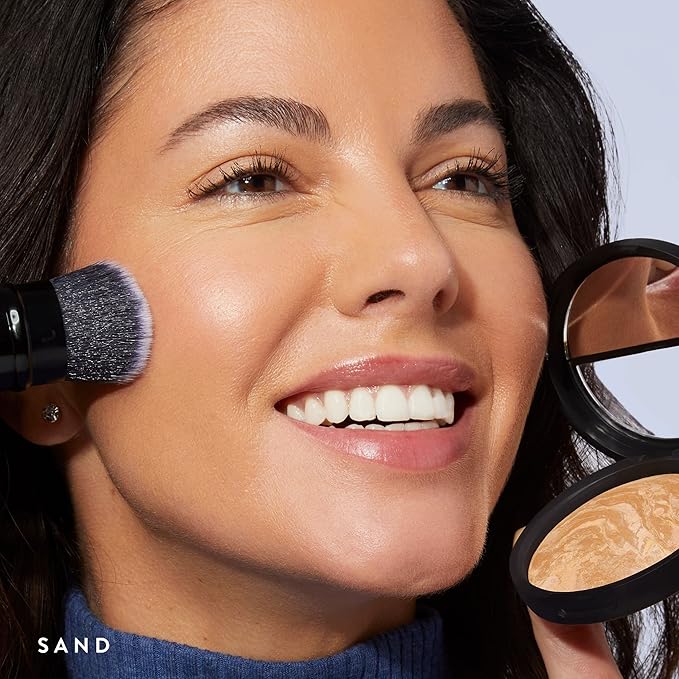 LAURA GELLER NEW YORK Baked Balance-N-Brighten Color Correcting Foundation, Sand + Kabuki Brush-Velvo Beauty