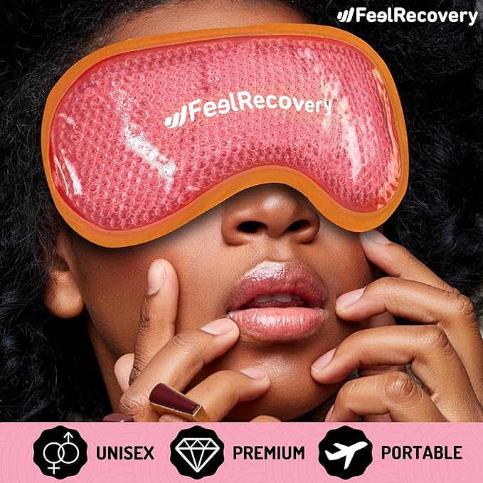 Cooling Gel Eye Mask for Puffy Eyes (8x4 in) - Reusable Cold Compress Pack for Dry Eyes, Tired Eyes, Headaches, Dark Circles - Flexible Golden Gel Beads Hot & Cold Therapy-Velvo Beauty