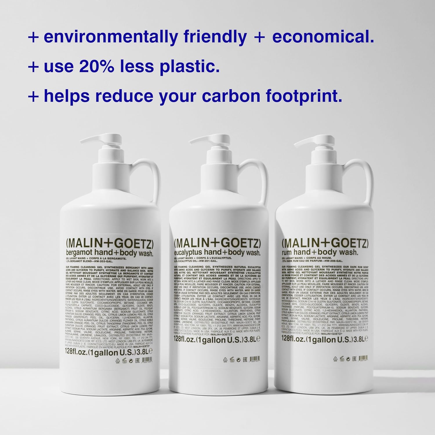 MALIN+GOETZ Rum Hand + Body Wash, 128 Fl. Oz. – Allows Up to 15 Refills, Natural Cleansing, Purifying & Hydrating for Women & Men, For All Skin Types, No Stripping or Drying, Cruelty-Free & Vegan-Velvo Beauty