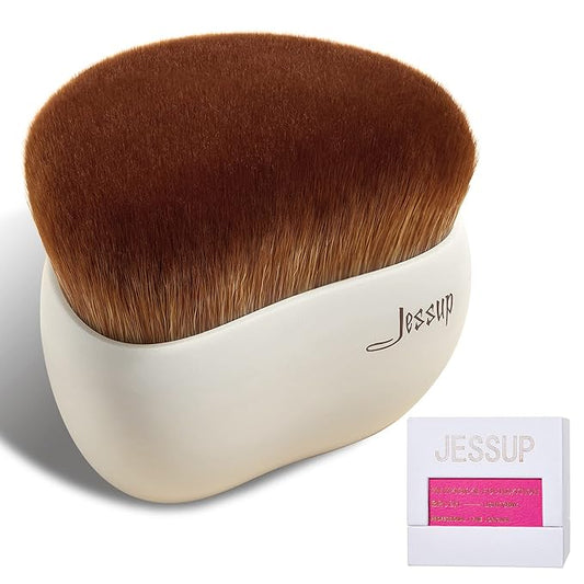 Jessup Makeup Brush, Foundation Brush Flat Top Kabuki Brush for Face Blush Liquid Powder Foundation Brush for Blending Buffing Stippling with Gift Box, Light Gray SF002-Velvo Beauty