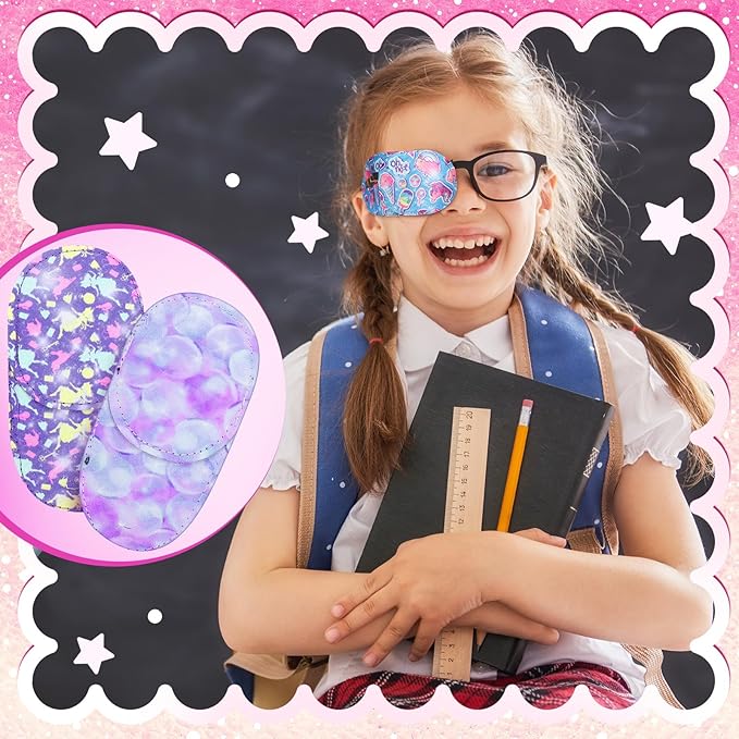 Newcotte 12 Pcs Eye Patch for Kids Girls Boys Reusable Eye Patch for Glasses over the Lens Colorful Eye Patch Toddler Eye Patch Adorable Kids Eye Patches Assorted Eye Patch Cover (Mermaid)-Velvo Beauty