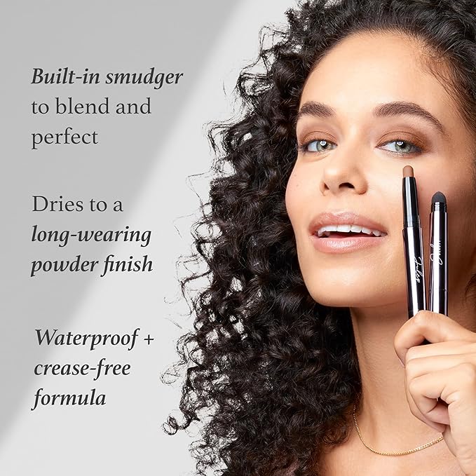 Julep Eyeshadow 101 Crème-to-Powder Waterproof Eyeshadow Stick Duo – Long-Lasting, Crease-Proof, Easy Apply with Built-in Smudger - Blush Pink Shimmer & Mink Mauve Shimmer-Velvo Beauty