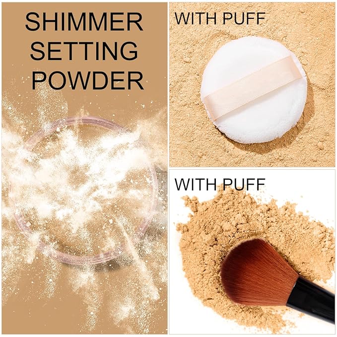 Loose Face Powder Glitter Setting Powder Matte Finishing Powder Shine,Long-lasting,Lightweight,Sets Foundation Makeup-Velvo Beauty