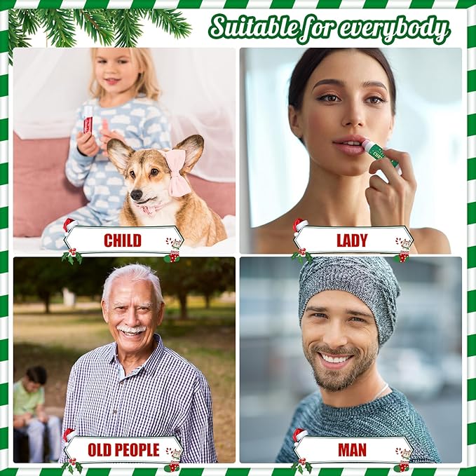 36 Pcs Lip Balm Bulk Easter Basket Stuffers Christmas Gifts for Kids Holiday Lip Balm Moisturizing Stick Lip Care Multipack Flavored Lip Balm for Party Supplies in 6 Flavors (Santa Claus)-Velvo Beauty