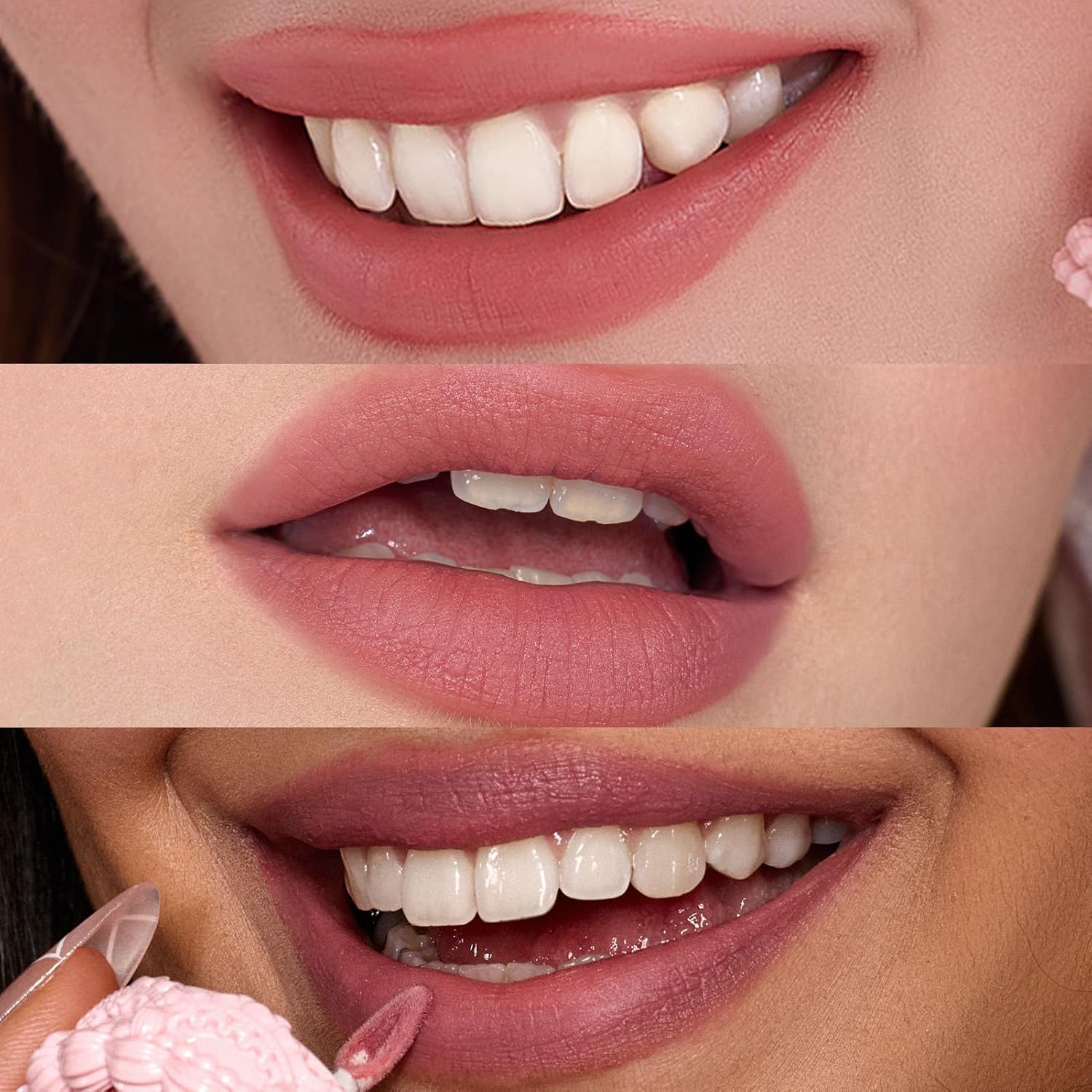 Flower Knows Enchanted Lip Kit,Strawberry Cupid Cake Lip Cream V03+V04 Set with Lip Brush & Leather Bag,4-Piece Makeup Gift Set-Velvo Beauty