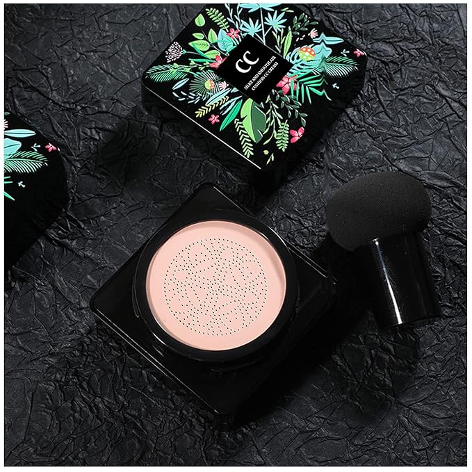 Mushroom Head Air Cushion CC Cream Foundation BB Cream Foundation Makeup Moisturizing CC Cream Liquid Foundation,Concealer Lasting Makeup Foundation Even Skin Tone Makeup Base Primer(Natural)-Velvo Beauty