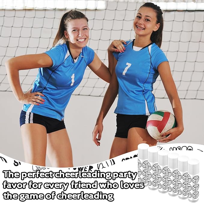 24 Pcs Volleyball Lip Balm Volleyball Team Gifts Volleyball Party Favors Volleyball Lip Balm Gift for Volleyball Team Volleyball Party Guest Supplies (White)-Velvo Beauty