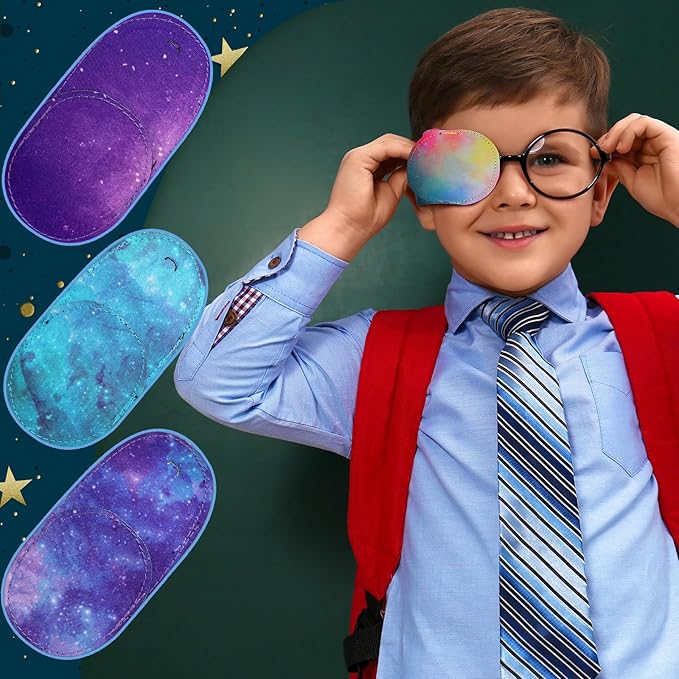 Newcotte 12 Pcs Eye Patch for Kids Girls Boys Reusable Eye Patch for Glasses over the Lens Colorful Eye Patch Toddler Eye Patch Adorable Kids Eye Patches Assorted Eye Patch Cover (Starry Sky)-Velvo Beauty