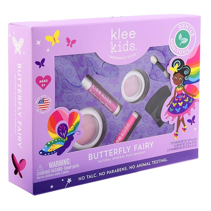 Klee Naturals Luna Star Naturals Klee Kids 4 PC Makeup Up Kits with Compacts (Butterfly Fairy)-Velvo Beauty