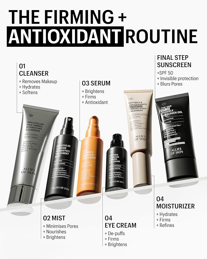 Allies of Skin Peptides & Antioxidants Advanced Firming Daily Treatment with 13 Brighteners, 9 Antioxidants, 7 Firming Peptides, 5% Teprenone & Ferulic Complex and 3% Biotech Algae Complex 48ml/1.6oz-Velvo Beauty