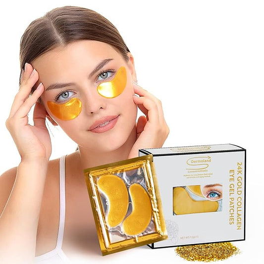 Under Eye Gel Pads, Collagen Eye Patches for Puffy Eyes, Dark Circles, and Wrinkles, 24K Gold Eye Mask with Hyaluronic Acid, Vegan, Cruelty-Free, Hydrating Eye Pad,15 Pairs-Velvo Beauty