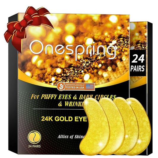 Under Eye Patches (24 Pairs) - Gifts for Women - Golden Under Eye Mask for Dark Circles, Puffiness & Wrinkles, Eye Gels Pads for Refreshing, Revitalizing - Bridesmaid Gifts-Velvo Beauty