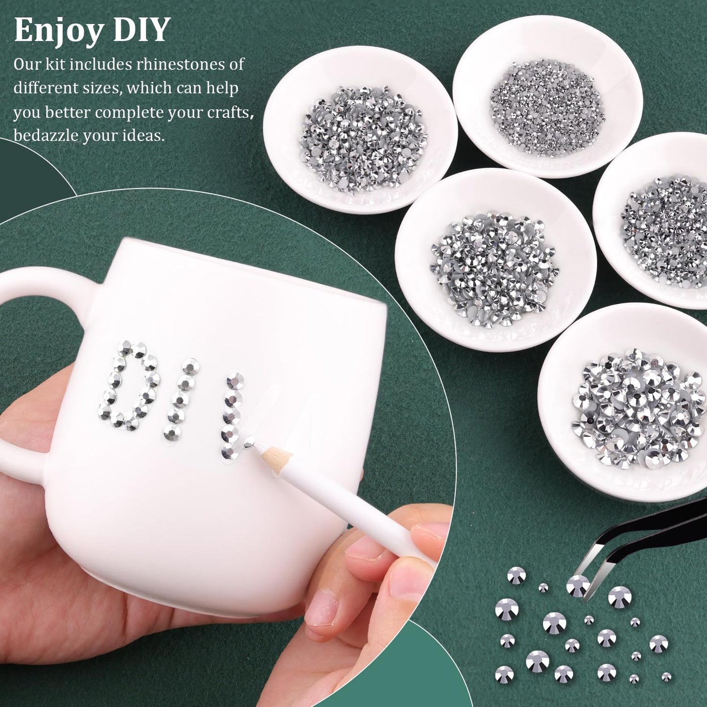 Resin Rhinestones for Crafting with B7000 Jewelry Glue, 2 Boxes Sliver Flatback Crystals with 3Pcs 10ml Glue for Bedazzling Crafts DIY Nail Art Makeup，Non Hotfix Gems for Clothing Shoes-Velvo Beauty