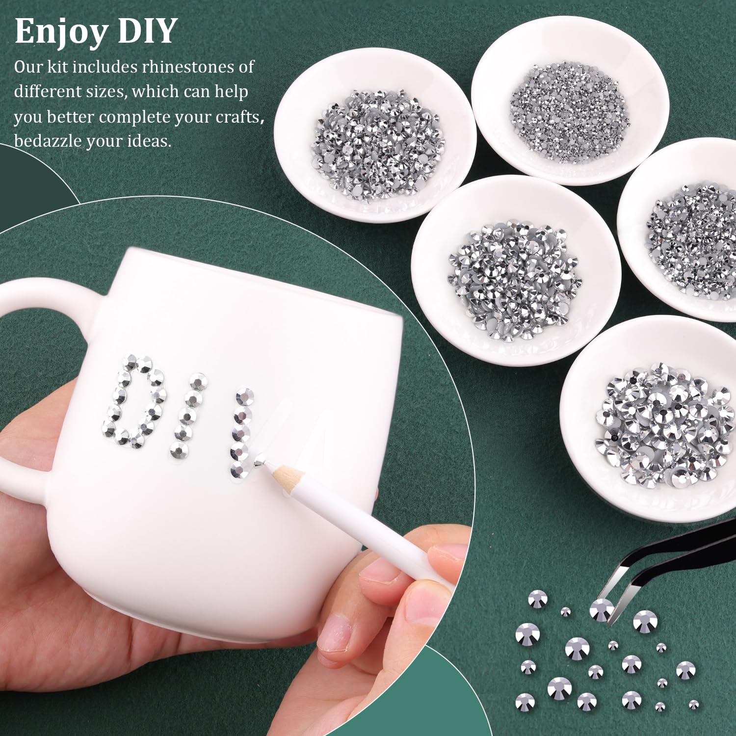 Resin Rhinestones for Crafting with B7000 Jewelry Glue, 2 Boxes Sliver Flatback Crystals with 3Pcs 10ml Glue for Bedazzling Crafts DIY Nail Art Makeup，Non Hotfix Gems for Clothing Shoes-Velvo Beauty