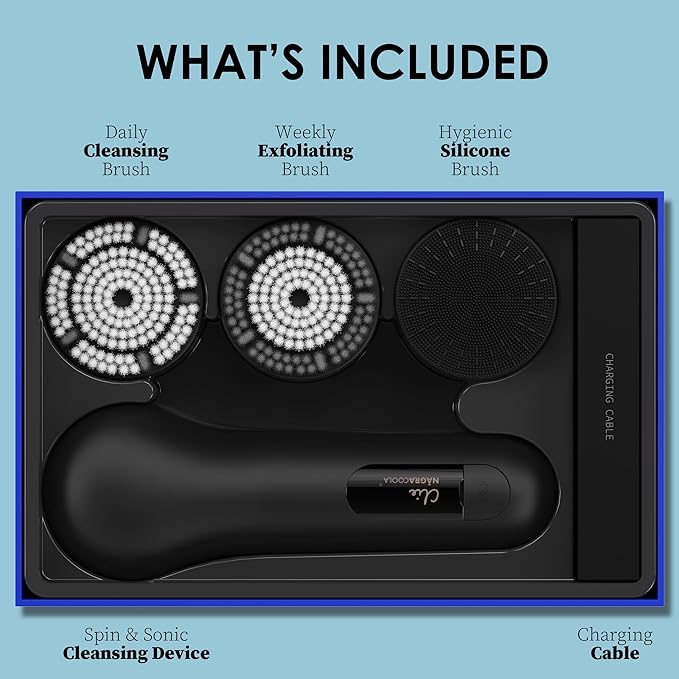 Premium Facial Cleansing Brush,Waterproof Face Scrubber,Spin & Sonic Modes with 3 Intensities,Magnetic 3-Head System for Deep Pore Cleaning, Gentle Exfoliation & Sensitive Skin Care - for Women & Men-Velvo Beauty