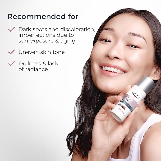 Eucerin Radiant Tone Night Cream, Dark Spot Corrector with Thiamidol, Night Moisturizer for Face Helps Visibly Reduce the Look of Persistent Dark Spots, All Skin Types, 1.7 Oz Bottle-Velvo Beauty