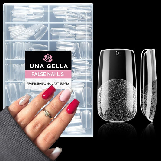 UNA GELLA Medium Square Nail Tips: 216pcs Square Press on Nails Pre-shape Clear Nails Tips for Full Cover Acrylic French False Nails For Nail Extension, Home DIY Nail Salon 12 Sizes False Tips-Velvo Beauty