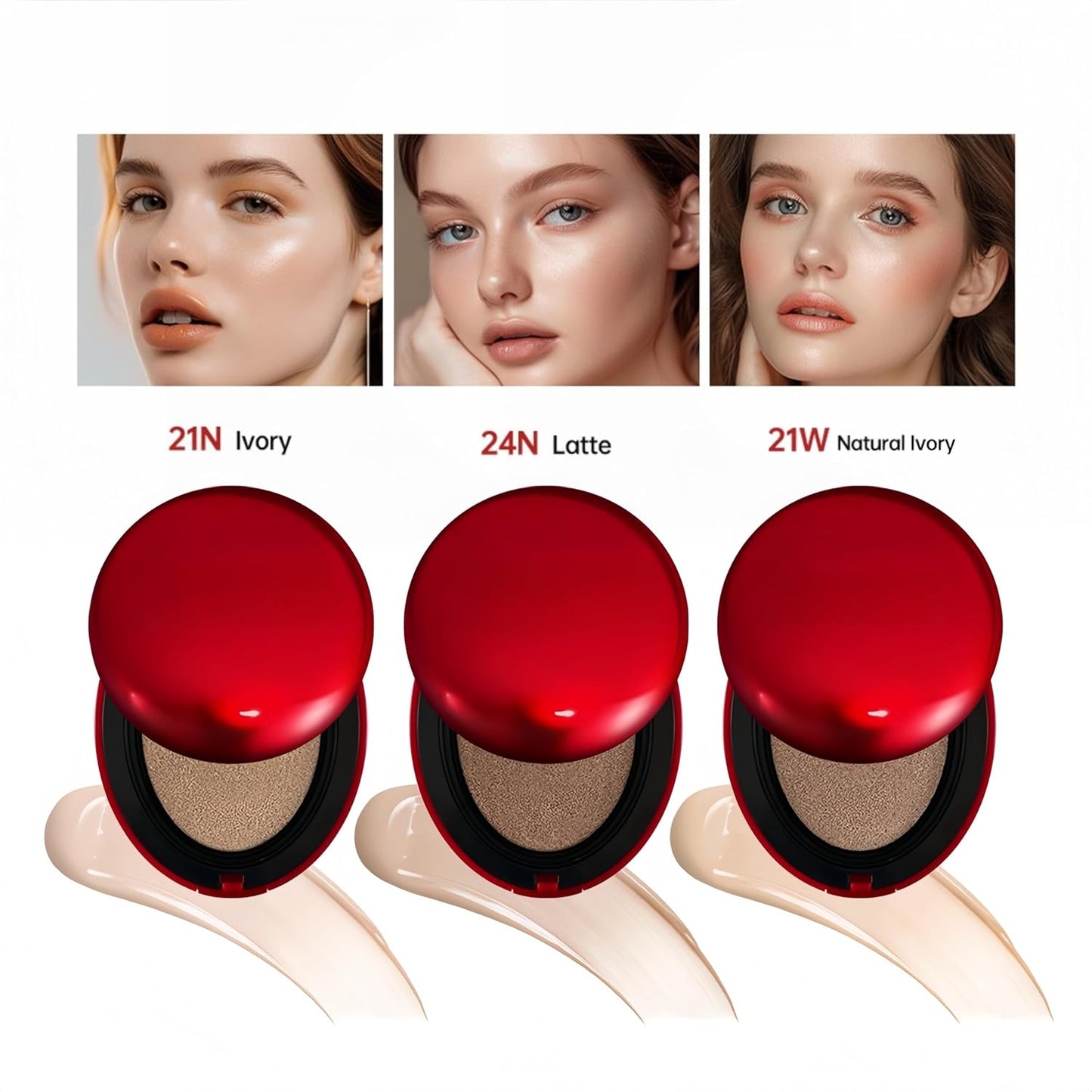 MAEPEOR Cushion Foundation 9 Colors Full Coverage Weightless Satin Glow Foundation Hydrating Long-Lasting Cushion BB Cream (Color 03)-Velvo Beauty