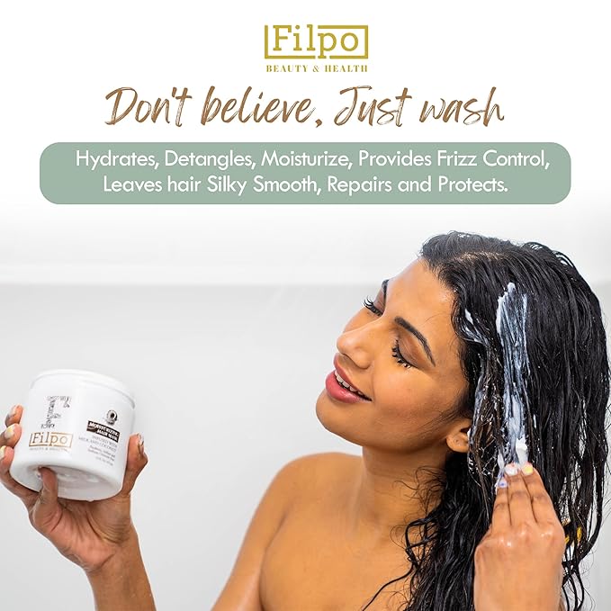 FILPO Coconut Milk Hair Mask - Deep Conditioning with Coconut Oil and Argan Oil for Dry, Damaged, Curly Hair Growth & Sulfate Free Hair Care-Velvo Beauty