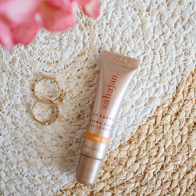 Sahajan Lip Karma Hydrating Lip Balm Gloss with Castor & Argan Oil, Cera Alba, Moisturizes & Firms Chapped, Dry Lips Shine for Plumper Looking Lips (Chai)-Velvo Beauty