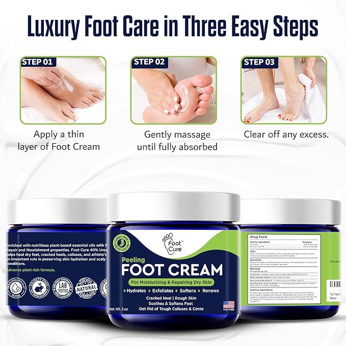 Tea Tree Oil Foot Cream - Moisturizing Athletes Foot Care For Dry Cracked Feet Cream - Heel & Callus Removal, Toenail Treatment, Itchiness Relief - Made in USA Foot Cream, 2 Ounce Pack of 2-Velvo Beauty