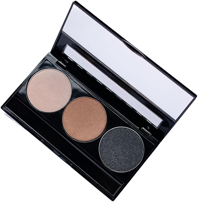 Metallic Shimmer Off White, Gold Bronze Brown, and Glitter Black Vegan Eyeshadow Trio Palette; Talc, Paraben & Cruelty Free-Velvo Beauty