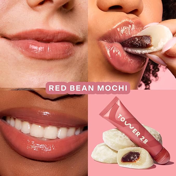 Tower 28 LipSoftie Hydrating Tinted Lip Treatment Balm, Moisturizing Lip Mask for Chapped Lips - Red Bean Mochi, Sheer Rosy Nude-Velvo Beauty