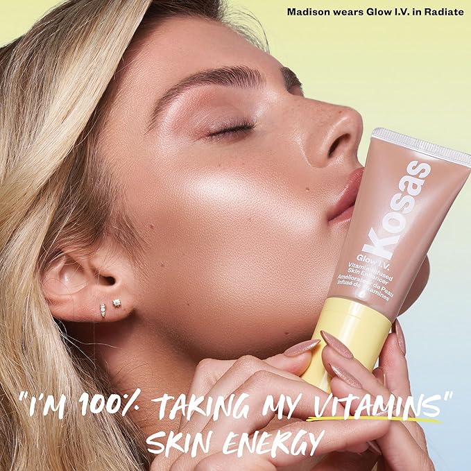 Kosas Glow I.V. Vitamin-Infused Skin Enhancer Face Makeup - Tinted Beauty Highlighter for a Healthy Glow - Radiate-Velvo Beauty
