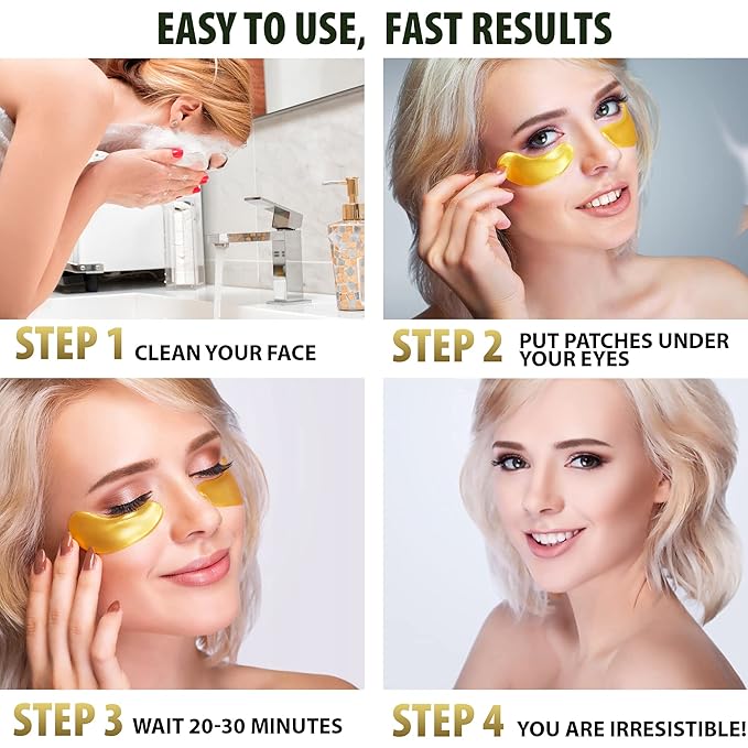 Under Eye Hydrogel Collagen Eye Patches, Anti-Wrinkle Eye Patch, Treatment for Puffy Eyes, Eye Bags, Dark Circles Under Eye, Puffiness, Eye Patch with Hyaluronic Acid and Peptides, 30 pairs-Velvo Beauty